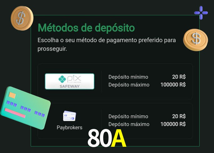 O cassino 80A oferece uma grande variedade de métodos de pagamento
